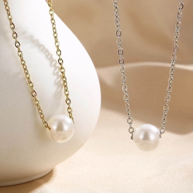 Stainless Steel Titanium Steel 18K Gold Plated Minimalist Plating Round Pendant Necklace