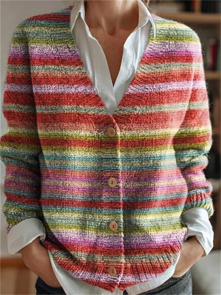 3D Floral V Neck Knit Sweater