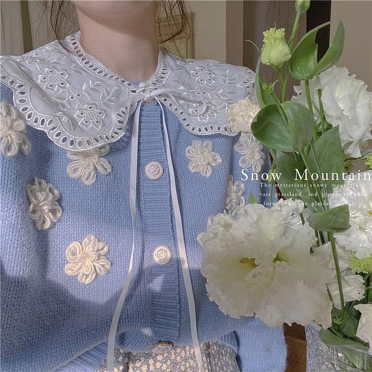 Fairy Tales Aesthetic Cottagecore Fashion Embroidered Lace Fake Collar Overlay QueenFunky