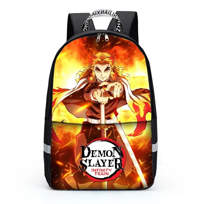 Buzzdaisy Demon Slayer 3D Print Backpack for Boys Girls School Bookbag Lunch Bag Pencil Bag 3 in 1