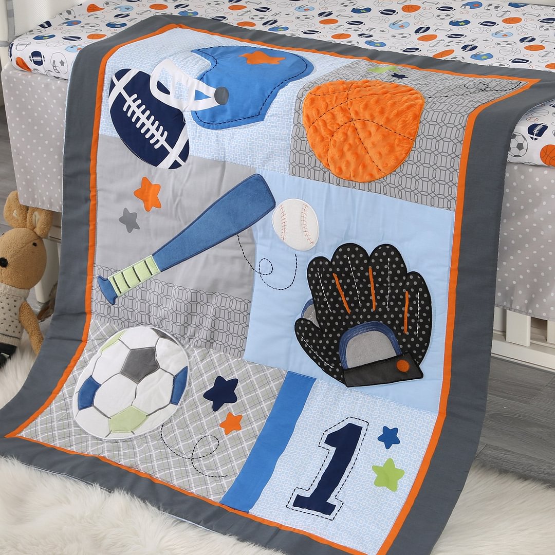 Wowelife Crib Bedding Sets for Boys Sports Nursery Bedding(3-pics)