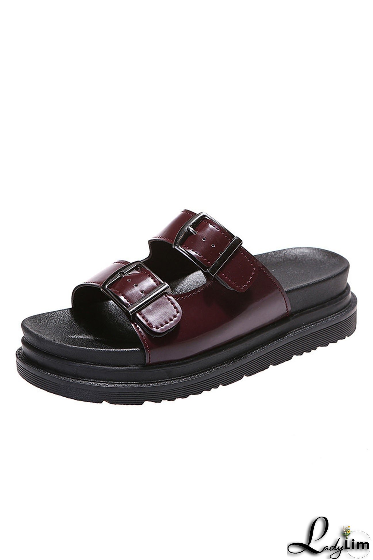 Buckle Platform Slide Sandals
