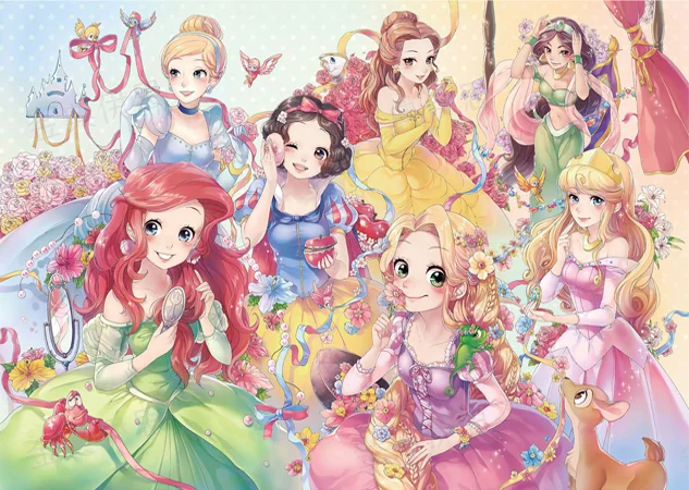 Cartoon Disney Princess 60*40Cm(Canvas)  Full Round Diamond Painting gbfke