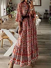 Ethnic Printed Flared Sleeves Maxi Dress