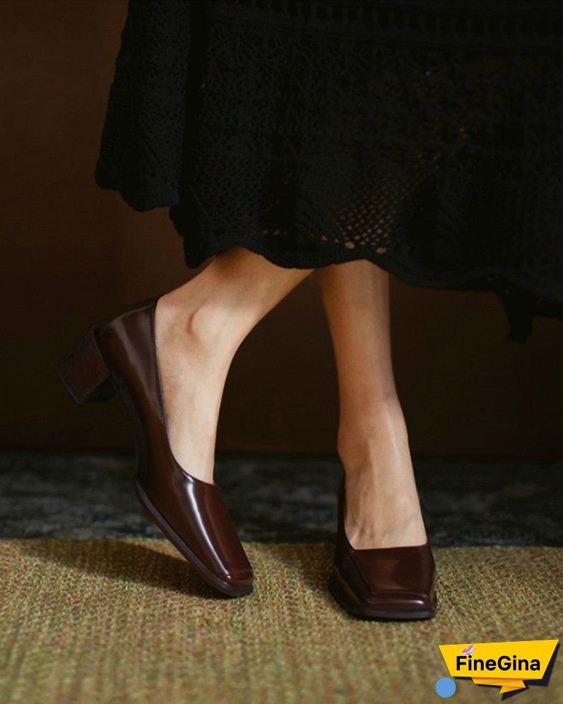 Square Toe Casual Slide Chunky Heels