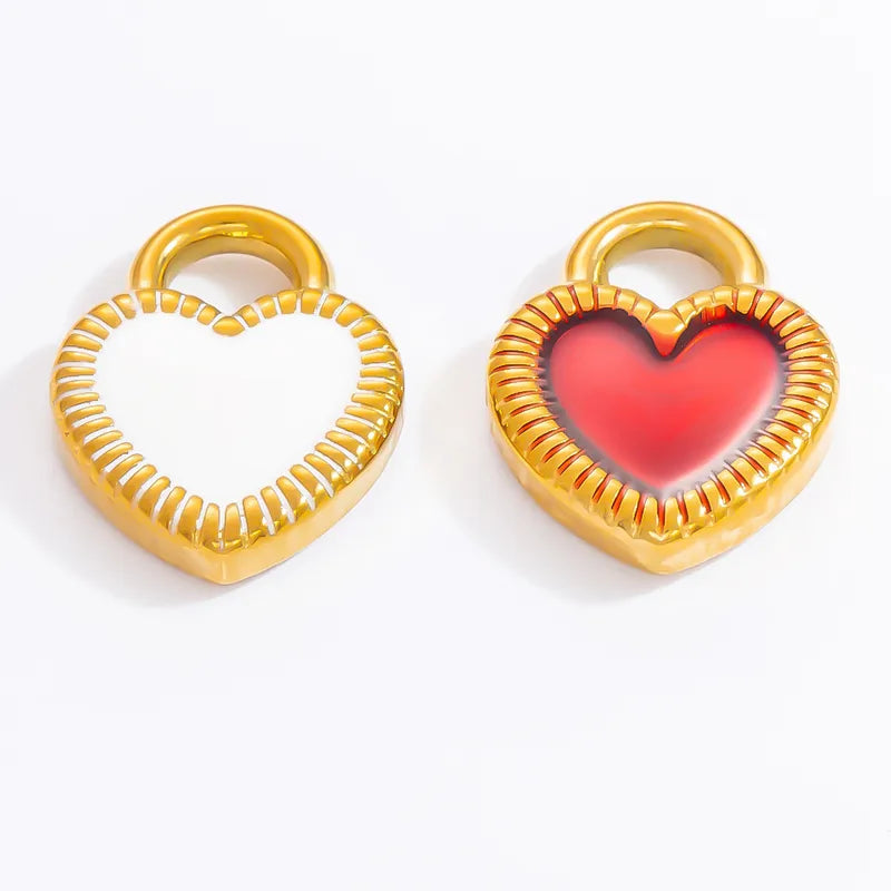 1 Piece 12.64*13.28mm 304 Stainless Steel Zircon 18K Gold Plated Heart Shape Pendant Jewelry Accessories