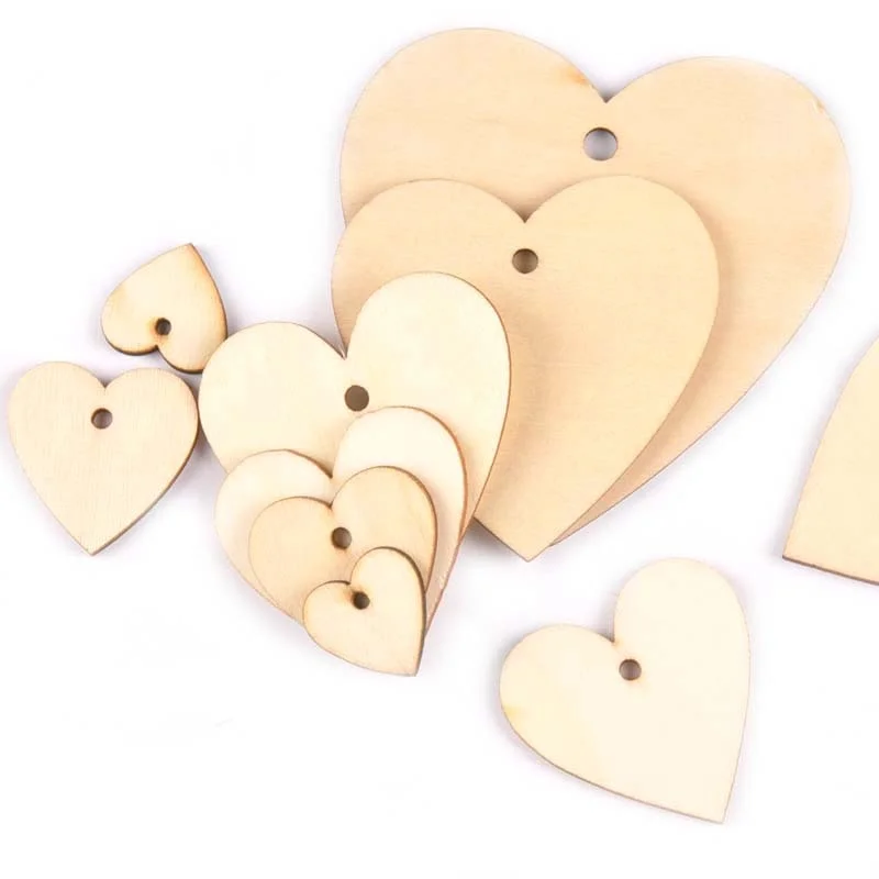 20-100mm One Holes Mix Heart Wooden Pattern Christmas Decorations For Home Ornament DIY Wood Crafts For Home Ornaments m2190