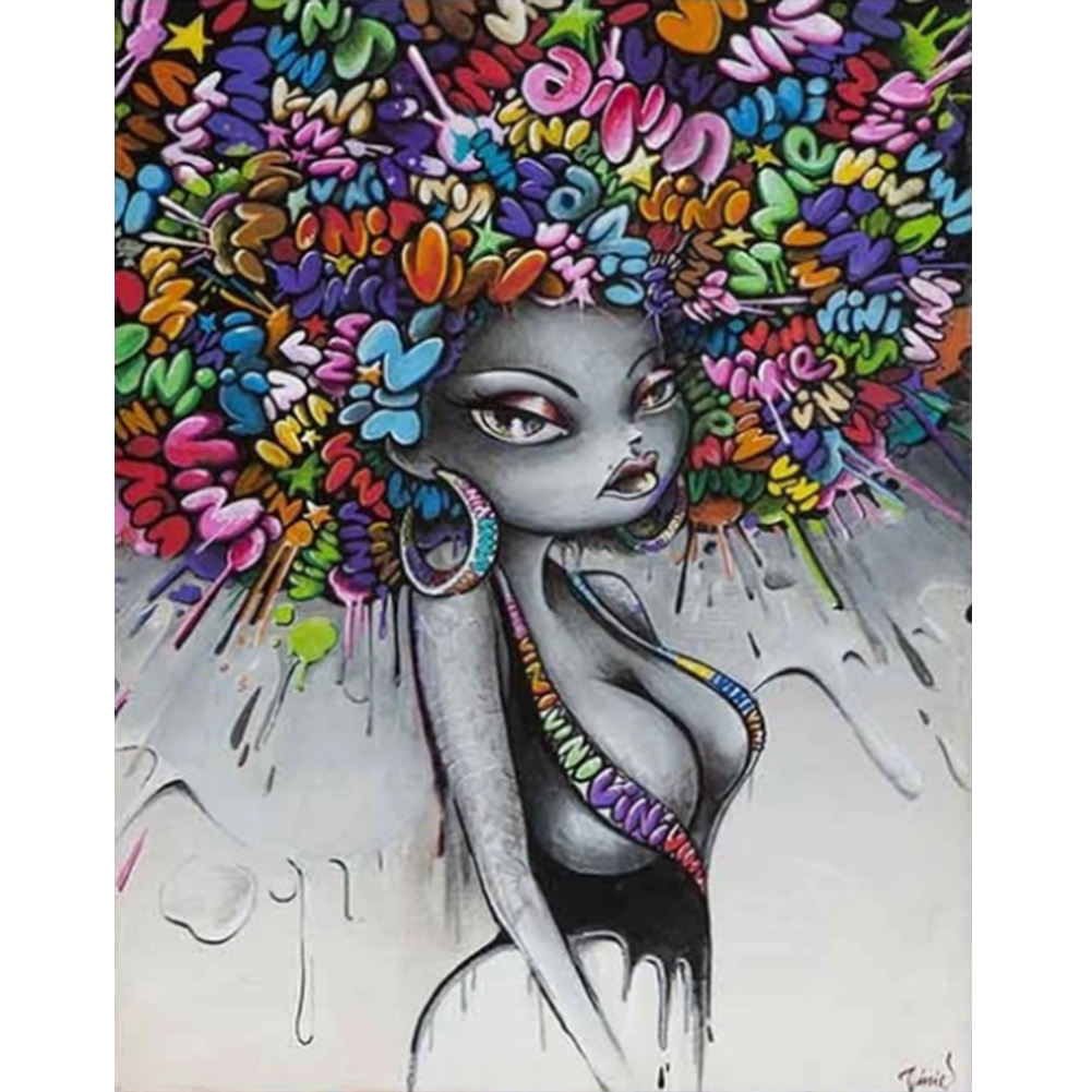 

30*40CM - Round Drill Diamond Painting - Graffiti Girl, 501 Original