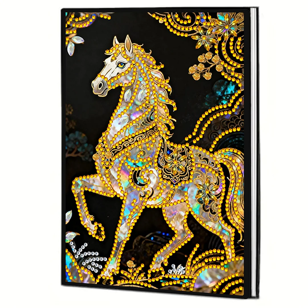 DIY Flower Diamond Painting Journals Notebooks 50 Pages A5 No Lines Special Shaped Diamond Art Kits for Beginners Craft Lovers and Artists (Horse)