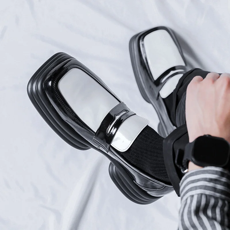 Yyvonne Yyvonne Leather Leather Korean Ins Small Leather Shoes For Men With Casual Platform Derby Shoes 85111-R