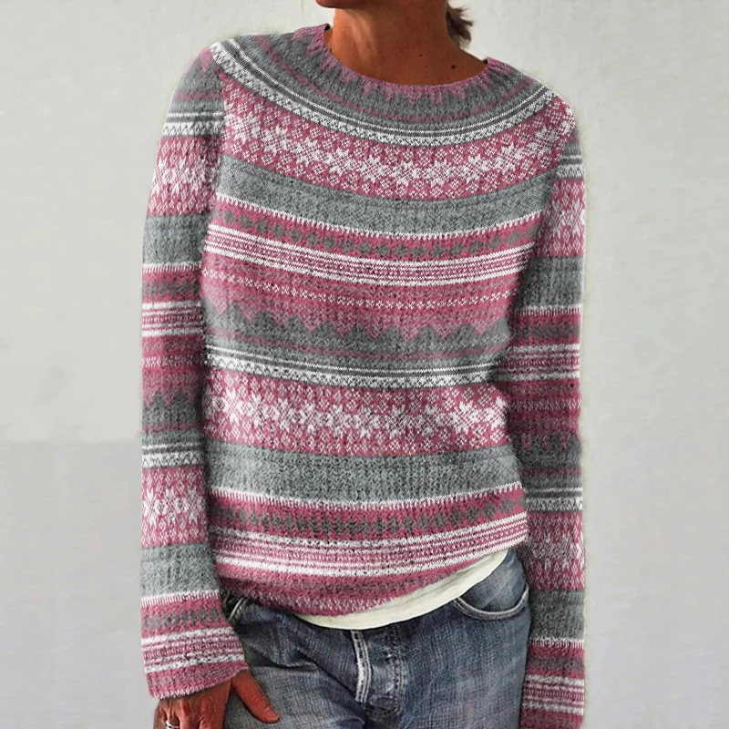 Vintage Fairman Island Multicolor Print Crew Neck Sweater