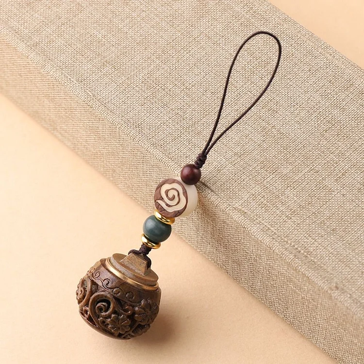 Jollyhunt Car Key Charms Short Lanyard Hand-woven Luminous Pendant Key Chain Strap Chinese Style Pendant Sachet Mobile Phone Ring