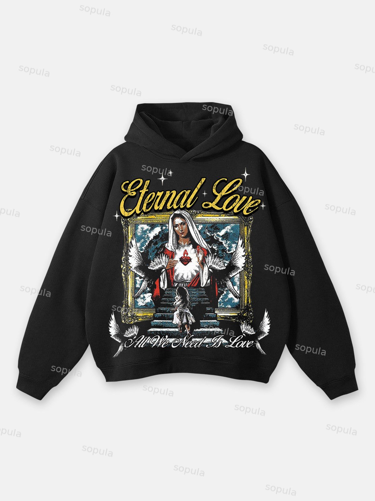 Sopula All We Need Is Love Graphic Print Hoodie - SOPULA