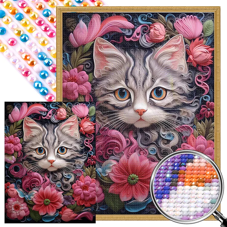 Cats 40*45CM (Canvas)AB Round Dril Diamond Painting