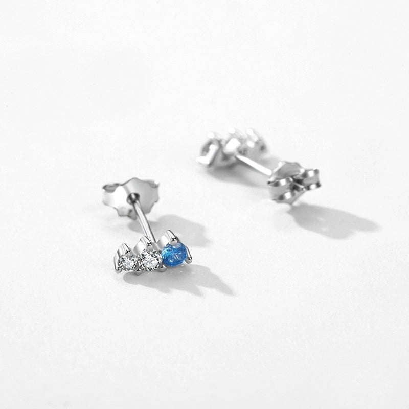 Minimalist Round Sterling Silver Plating Inlay Zircon Rhodium Plated Women’s Rings Earrings