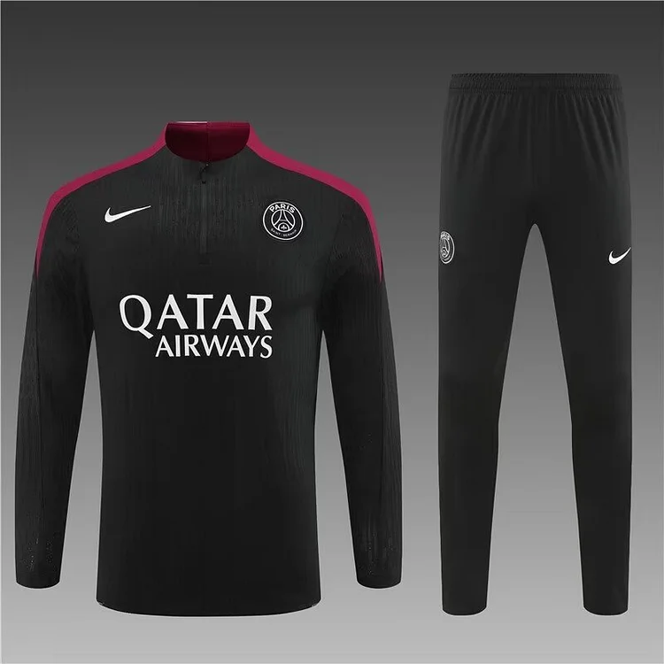 2024/25 Paris half-pull training uniform black 1:1 Thai quality suit