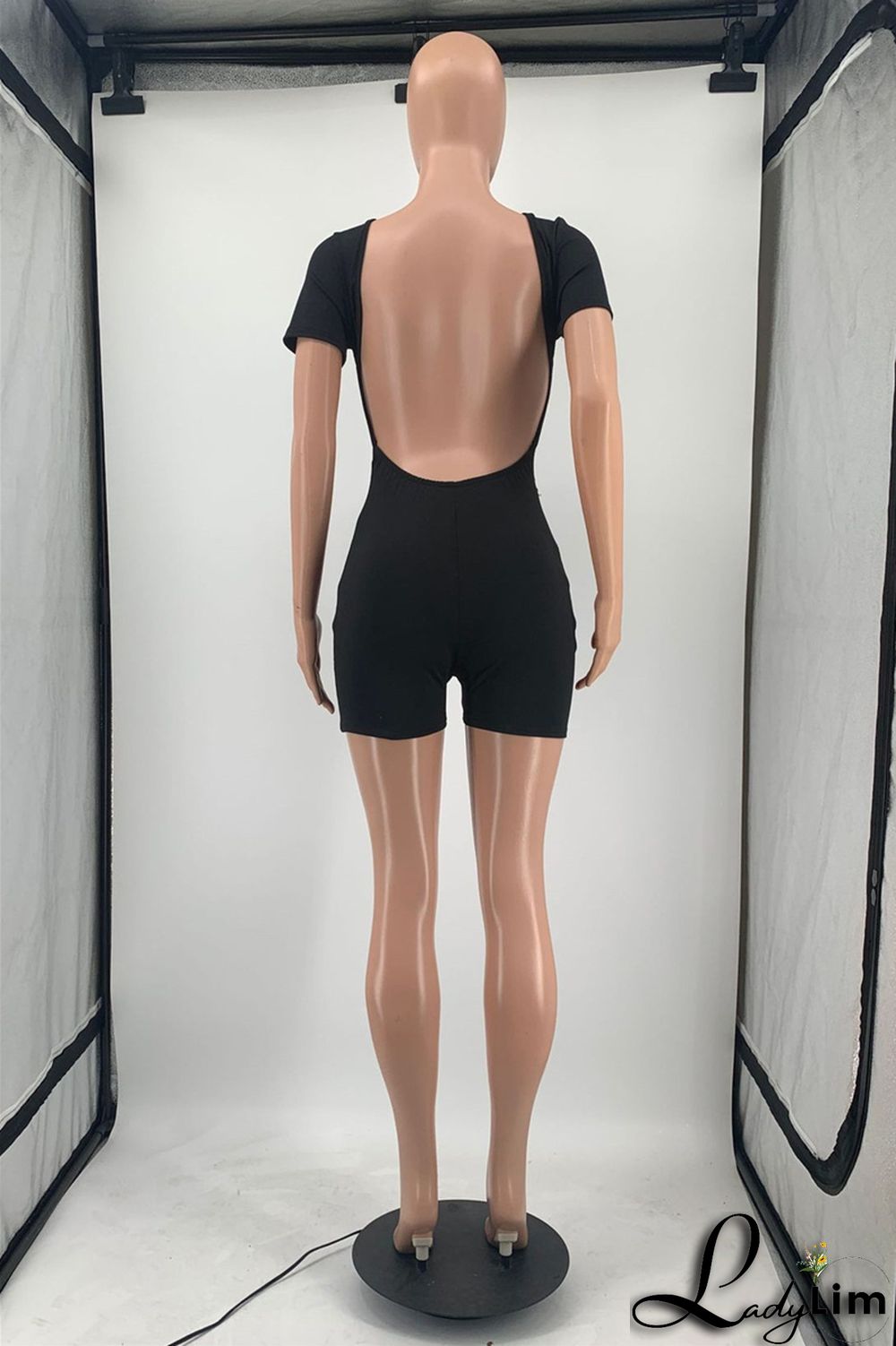 Yellow Fashion Casual Solid Basic O Neck Skinny Romper