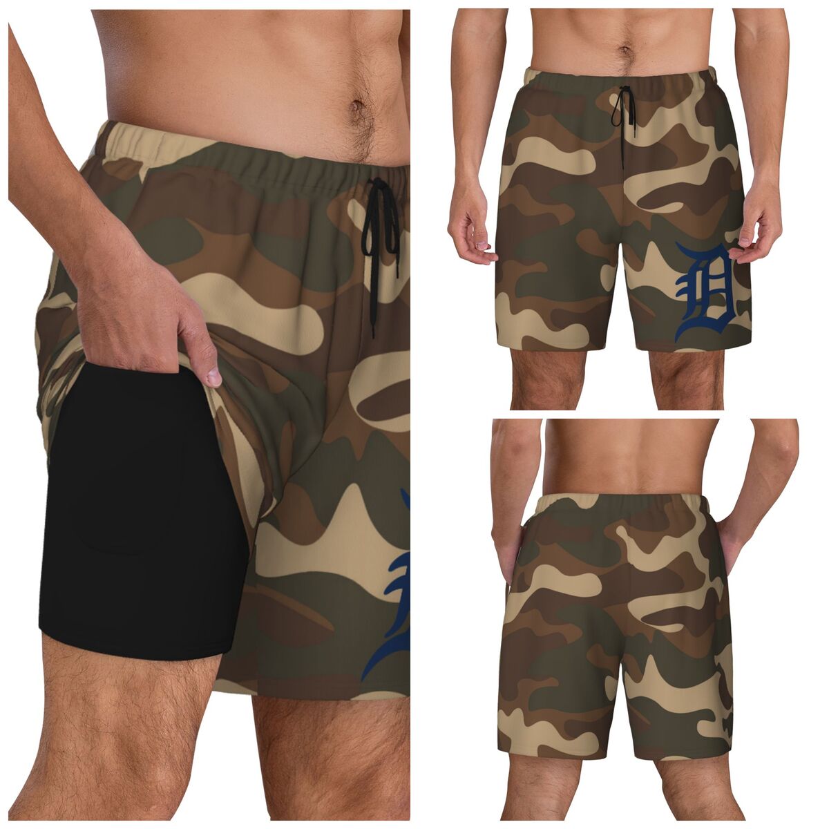 Detroit Tigers Camo Swim Trunks Men