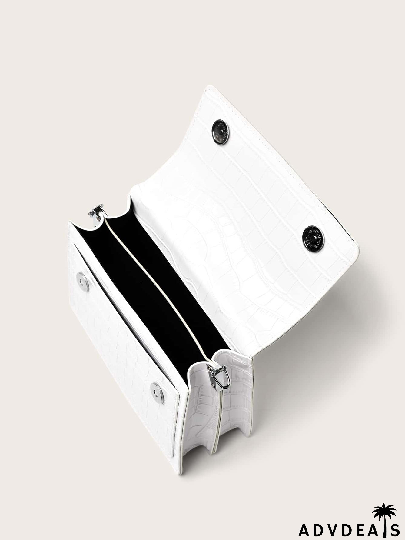 Chain Decor Croc Embossed Satchel Bag