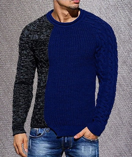 Color Contrast Long Sleeve Panel Sweater