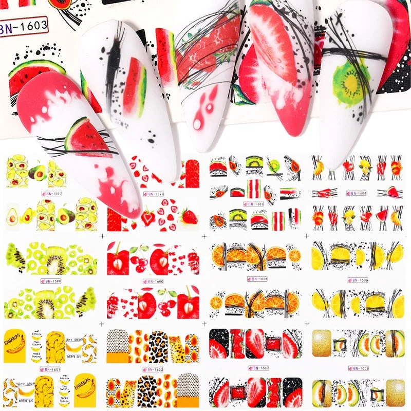 12pcs Valentines Manicures Love Letter Flower Transfer Stickers For Nails Inscriptions Nail Art Decoration Water Sliders Tips