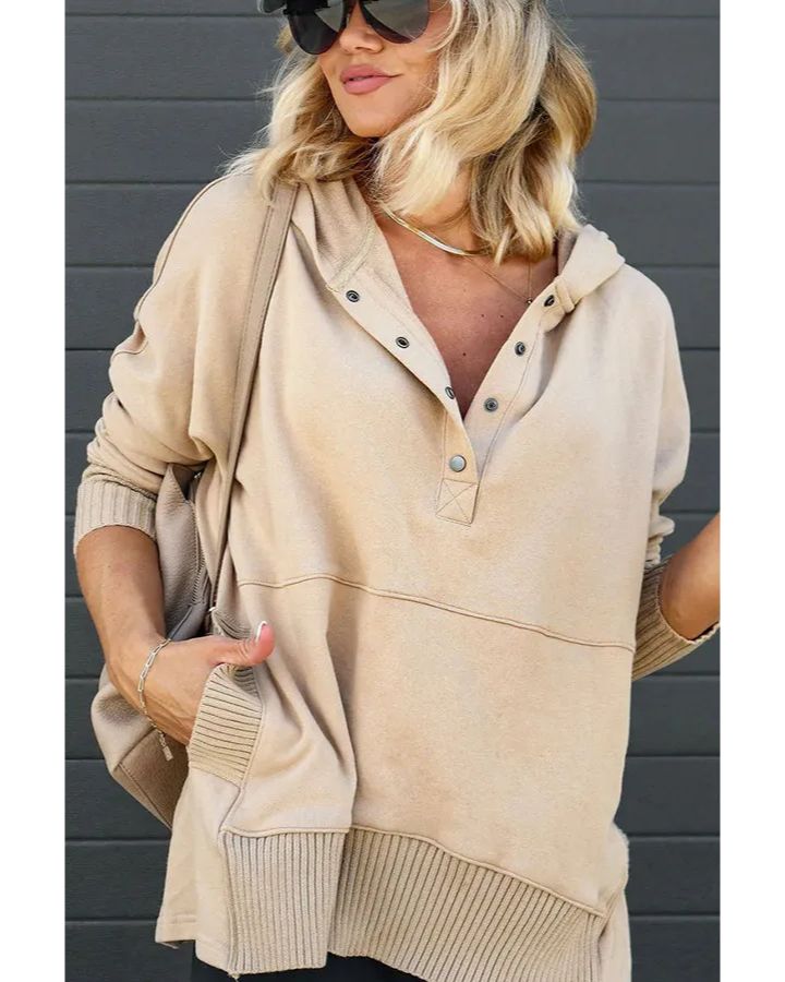 ⏰Fall Sale-COTTON POCKETED HENLEY HOODIE