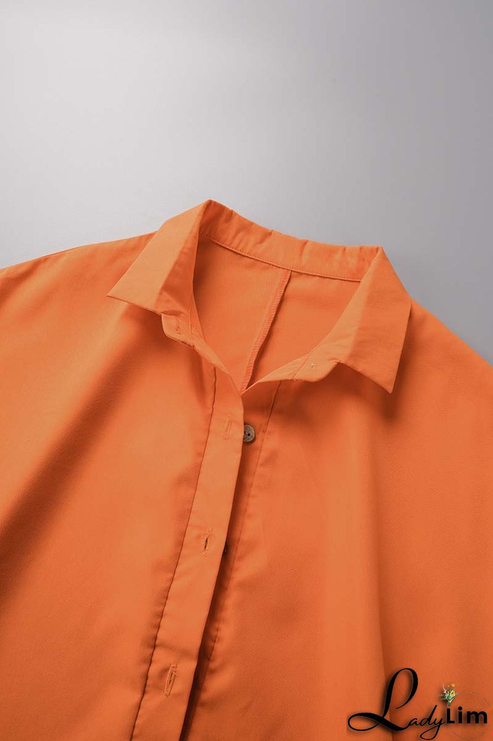 Orange Casual Solid Patchwork Turndown Collar Regular Romper