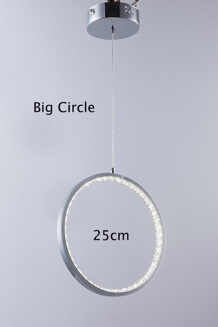 Crystal Rings LED Pendant Light Fixture For Indoor Lamp Lamparas De Techo Surface Mounting Pendant Lamp For Bedroom Dining Room
