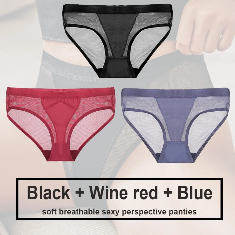 3PCS/Set Women Panties Sexy Lingerie Seamless Female Underwear See-Through Underpants Woman Panties Briefs Girls Intimate Pantys