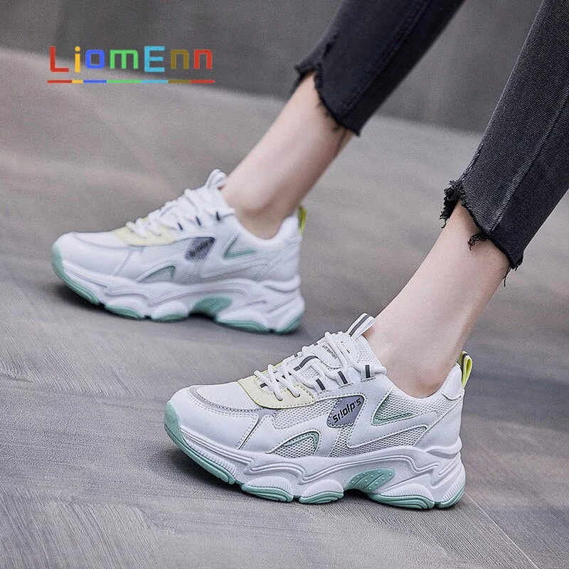 2021 Fashion Chunky Women's Platform Sneakers Women Shoes Korean Casual Sport Shoes White Vulcanized Tennis Female Basket Femme