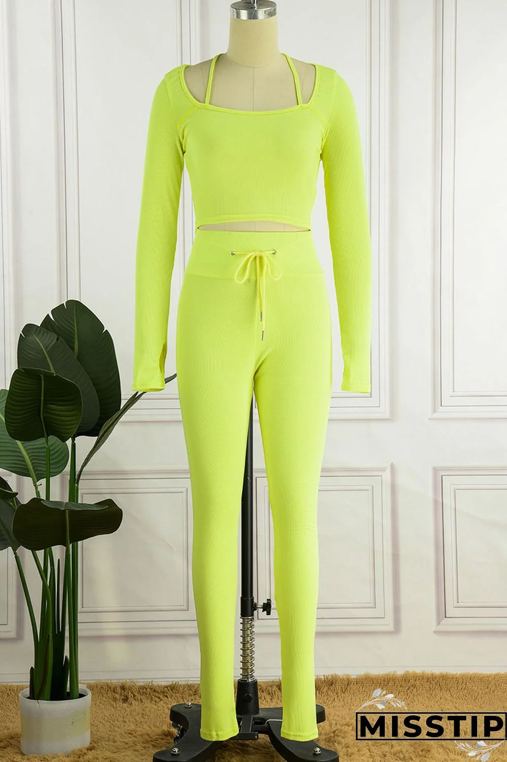 Green Casual Street Solid Patchwork Square Collar Long Sleeve Two Pieces