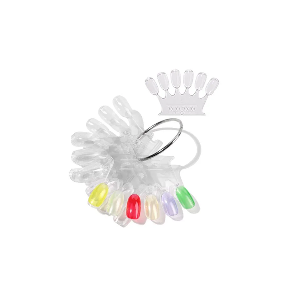 Clear Black False TipsFor Nail Art Display Oval Fan Style Nail Swatch Polish Stand Tips Practice Manicure Tools Crown Color Card-Nail Inspo