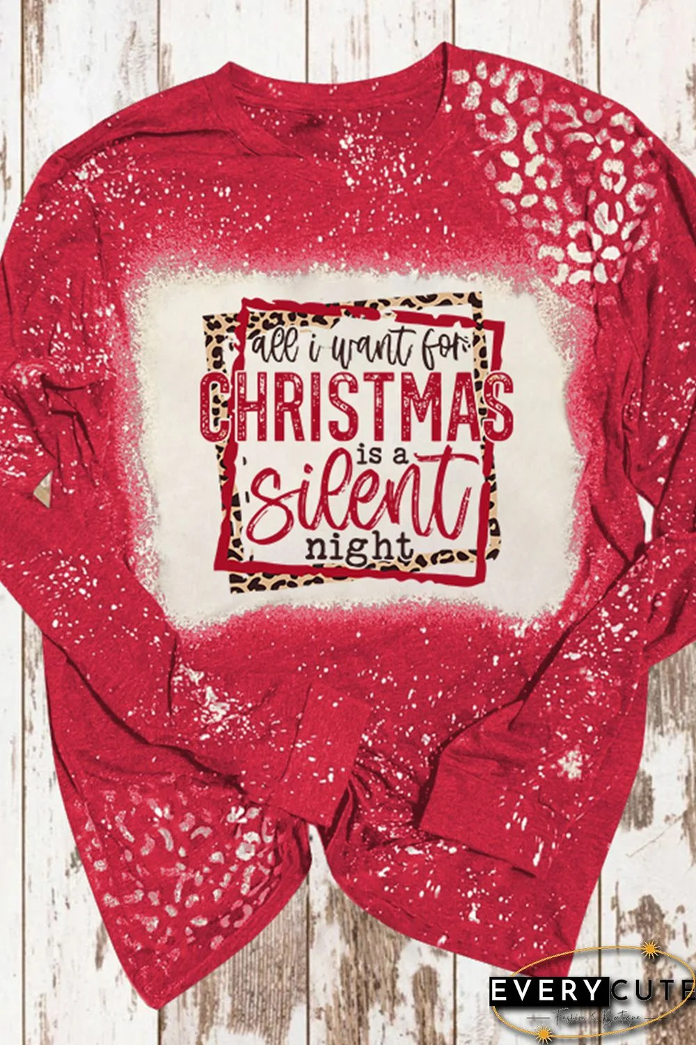 Red Bleached All I Want for Christmas Is A Silent Night Graphic Top