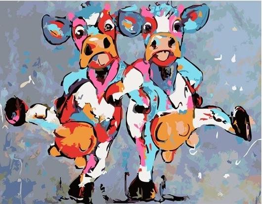 

Two Colorful Cow Dancing – Paint By Numbers - 40*50CM, 501 Original