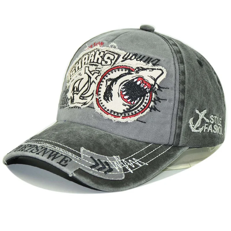 Embroidered Shark Letters All-match Baseball Hat