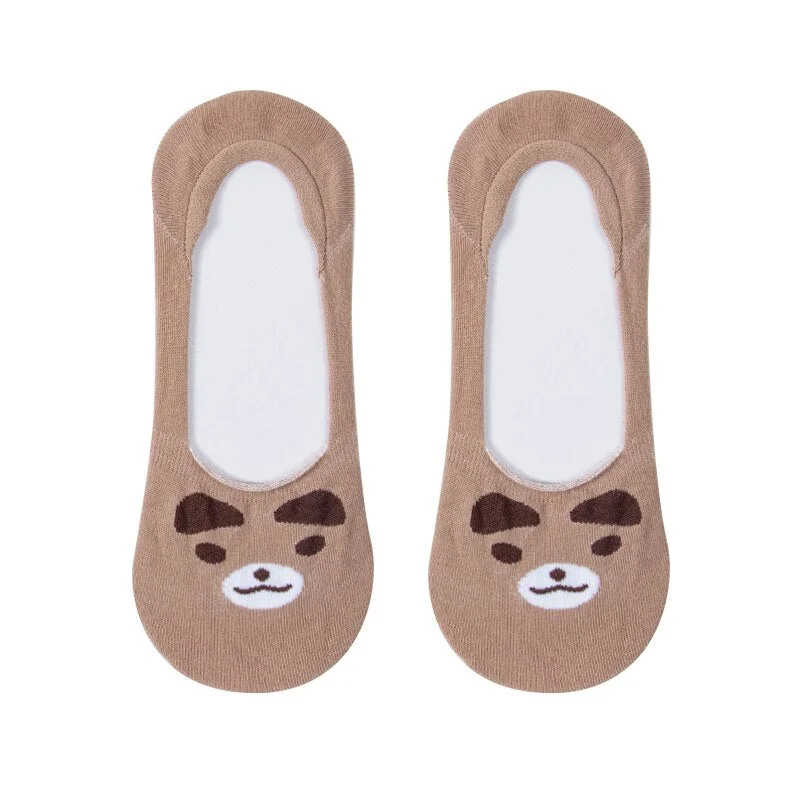 1 Pair Ankle Socks Women Cotton No Show Non-slip Short Boat Invisible Soft Heart Autumn Kawaii Indoor Sock Slippers