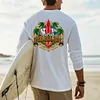 Men's Vintage Surf Shop Longboard Print Crew Neck Long Sleeve T-Shirt by Inlyline