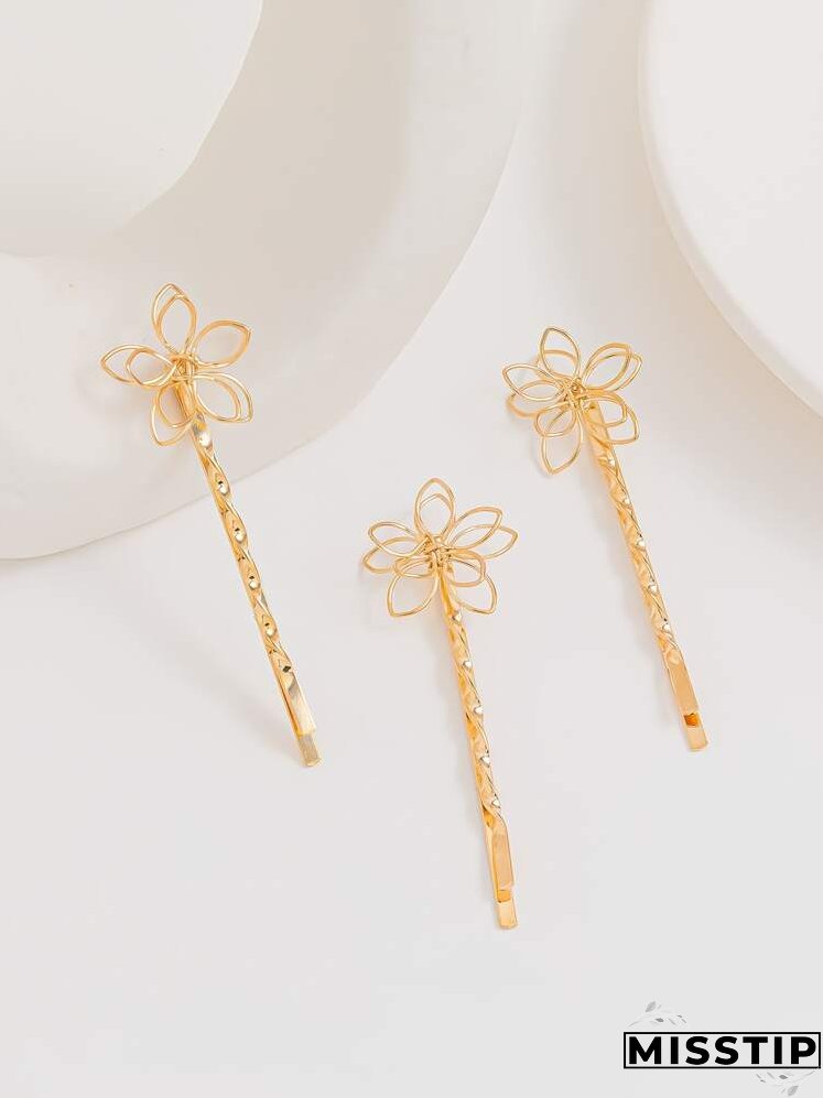 3pcs Flower Decor Hair Clip