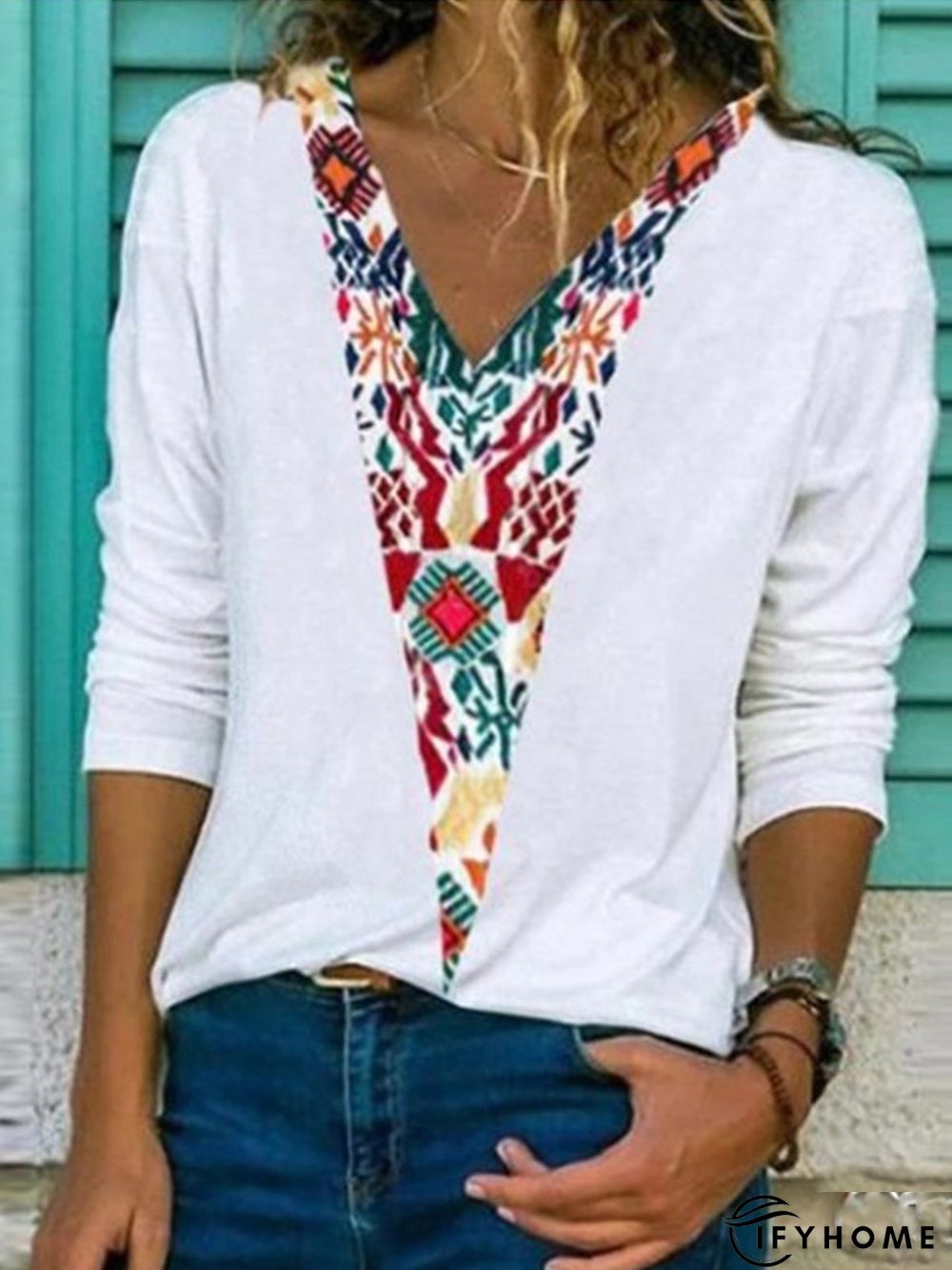 Cotton-Blend Long Sleeve Vintage Shift Shirt | IFYHOME