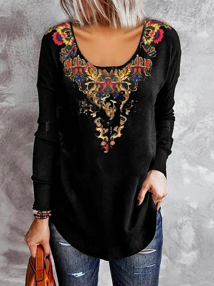 Square Neck Loose Ethnic Tops