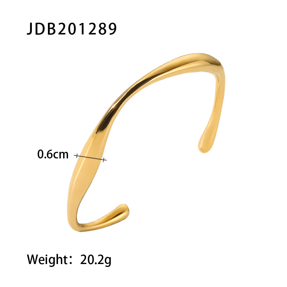 Women IG Style Circle Geometric Stainless Steel 18K Gold Plated Bracelets