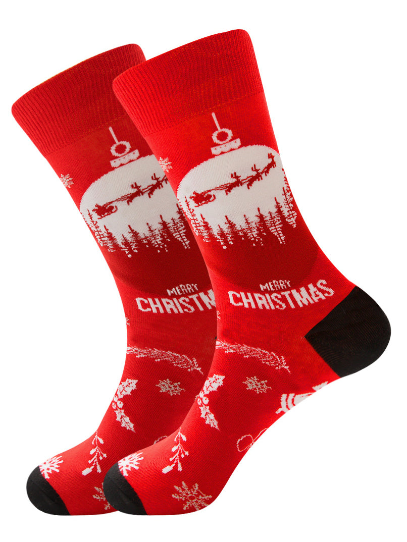 Men Christmas Leaves Print Socks PLUSCLOTHESMAN