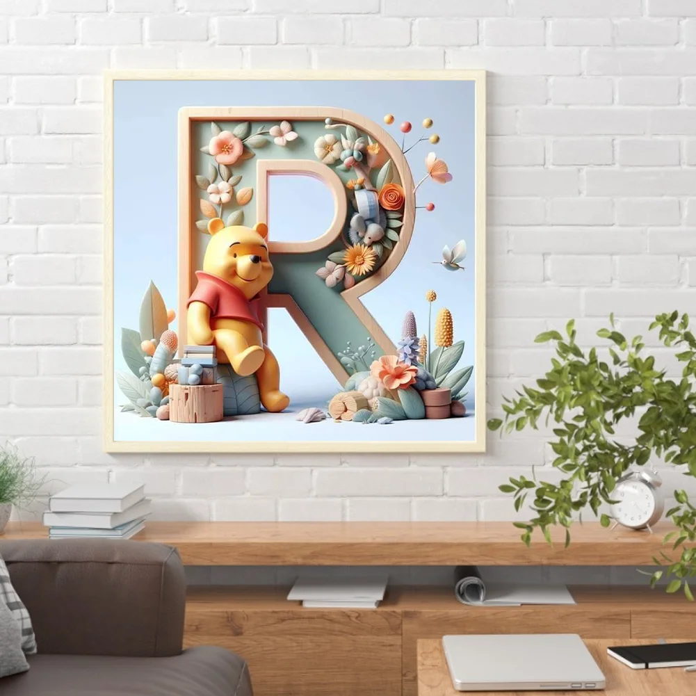 Full Round Diamond Painting 30*30cm - Winnie The Pooh'S 26 Letters R
