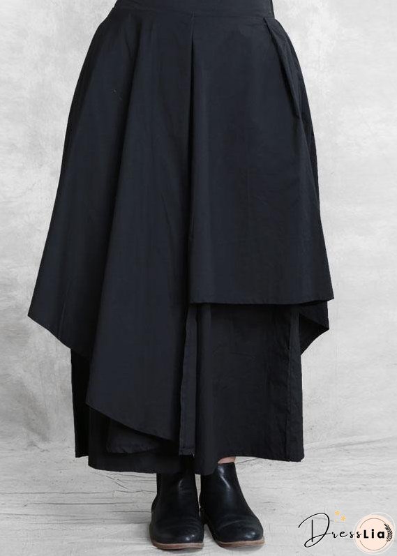 Vintage Black Fashion Casual Asymmetrical Design Fall Wide Leg Pants