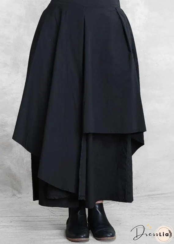 Vintage Black Fashion Casual Asymmetrical Design Fall Wide Leg Pants