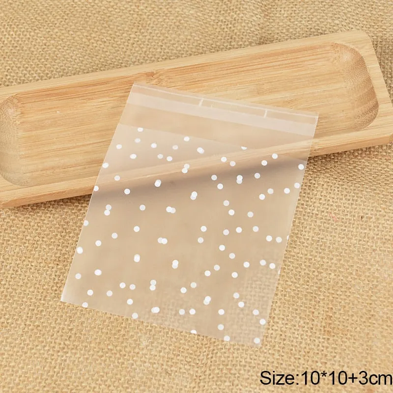 100Pcs Transparent Dot Candy Cookie Plastic Bags Self-Adhesive For Biscuits Snack Baking Package Decor Kids Gift DIY Storage