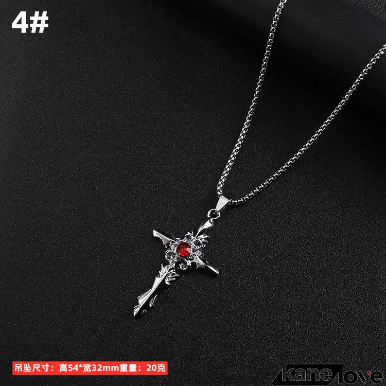 Men Vintage Gothic Cross Stainless Steel Pendant Necklace