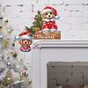 (US Local)DIY Xmas Diamond Painting Wooden Door Decoration for Feiend Gifts (Santa Puppy)