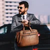 Leder Aktentasche Laptoptasche Herren, Vintage Ledertasche Businesstasche f&uuml;r bis 17 Zoll Laptop, Klassische Echt-Leder Schultertasche Arbeitstasche Messenger Tasche