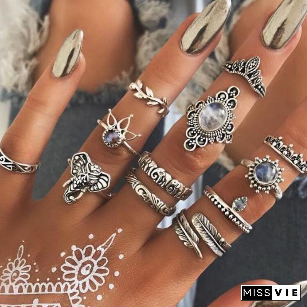 30 Styles Trendy Boho Midi Knuckle Ring Set For Women Crystal Geometric Finger Rings Fashion Bohemian Jewelry